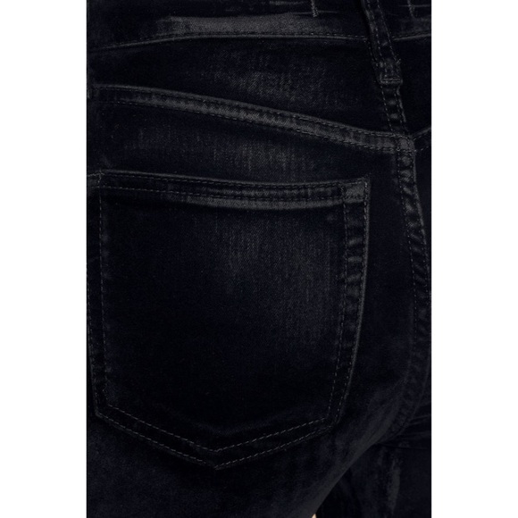 Free People - Stella Black Velvet High-Rise Skinny Jeans 25 - Picture 5 of 5